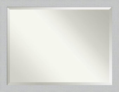 Amanti Art White Bathroom Mirror for Over Sink, 34x44 Shiplap White Rectangle Vanity Mirror, X-Large Coastal Wood Frame, Hangs Horizonally and Vertically, Bathroom Wall Decor, Beveled Edge from WI