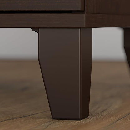 Bush Furniture Somerset 72W 3 Position Sit to Stand L Shaped Desk with Hutch in Mocha Cherry