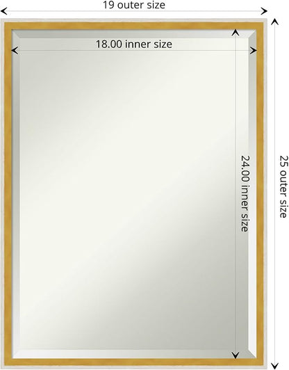 Amanti Art White Bathroom Mirror for Over Sink, 25x19 Paige White Gold Rectangle Vanity Mirror, Medium Modern Contemporary Wood Frame, Hangs Horizonally and Vertically, Bathroom Wall Decor, Beveled
