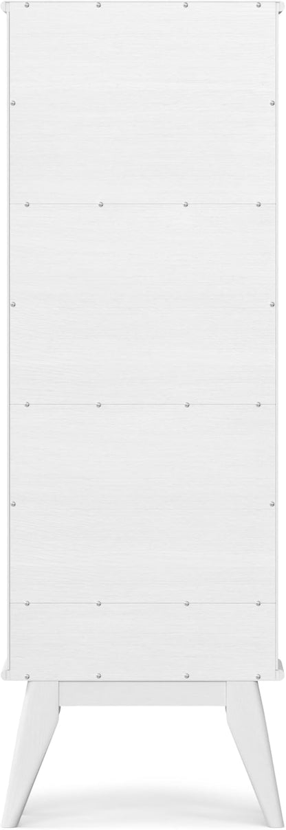 SIMPLIHOME Draper Solid Hardwood 64 inch x 22 inch Mid Century Modern Bookcase and Storage Unit in White for The Living Room, Study Room and Office