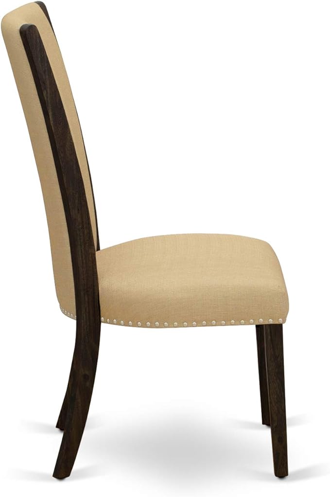 East West Furniture X727VE703-5 5 Piece Dinette Set for 4 Includes a Rectangle Dining Room Table with X-Legs and 4 Brown Linen Fabric Upholstered Parson Chairs, 40x72 Inch, Multi-Color