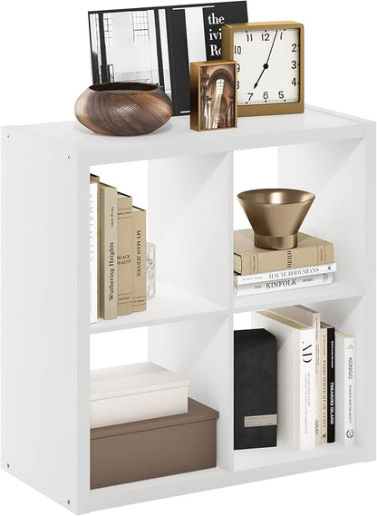 Furinno Cubicle Open Back Decorative Cube Storage Organizer, 4-Cube, White