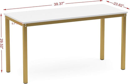 Teraves Computer Desk/Dining Table Office Desk Sturdy Writing Workstation for Home Office (39.37“, White)