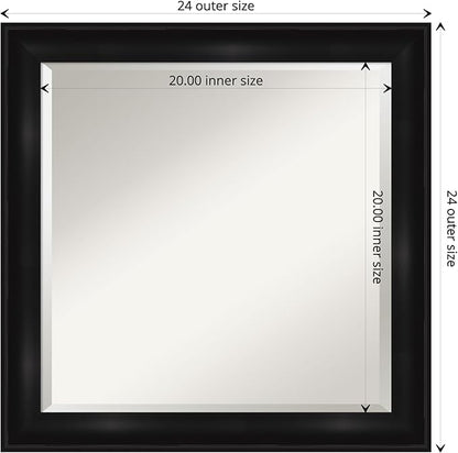 Amanti Art Black Bathroom Mirror for Over Sink, 24x24 Grand Black Narrow Square Vanity Mirror, Medium Casual Frame, Hangs Horizonally and Vertically, Bathroom Wall Decor, Beveled Edge