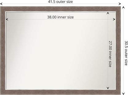 Amanti Art Brown Bathroom Mirror for Over Sink, 31x42 Noble Mocha Rectangle Vanity Mirror, X-Large Casual Frame, Hangs Horizonally and Vertically, Bathroom Wall Decor, Non-Beveled Edge from WI, USA