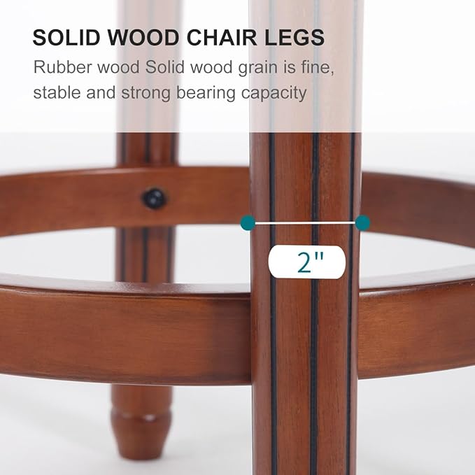 Cow top Leather Wooden Bar Stools, 29.5" Bar Height Bar Chair with Back, 180 Degrees Swivel Barstools Chair for Home Kitchen Counter,Dining Room (Black-1pc, Bar Height-Seat Height 29.5”)