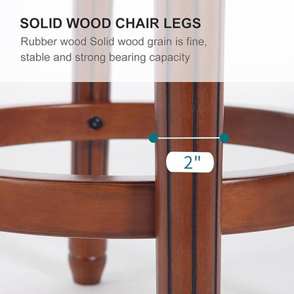 Cow top Leather Wooden Bar Stools, 29.5" Bar Height Bar Chair with Back, 180 Degrees Swivel Barstools Chair for Home Kitchen Counter,Dining Room (Black-1pc, Bar Height-Seat Height 29.5”)