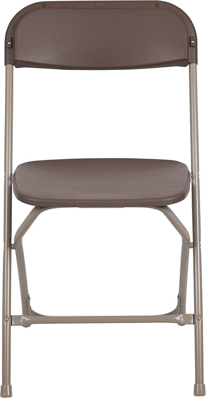 Flash Furniture Hercules Series Plastic Folding Chair - Brown - 4 Pack 650LB Weight Capacity Comfortable Event Chair-Lightweight Folding Chair