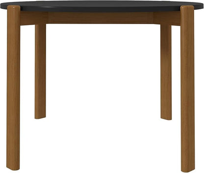 Manhattan Comfort Gales 46-Inch Mid Century Modern Round Dining Table for 2-4 Person, Minimalist Home Furniture with Solid Eucalyptus Wood Legs, Matte Black