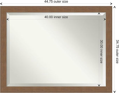 Amanti Art Brown Wall Mirror 35x45 Alta Medium Brown Rectangle Bathroom Mirror for Wall Decor Living Room, X-Large Rustic Farmhouse Frame, Hangs Horizonally and Vertically, Bathroom Decor, Beveled
