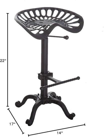 LOKKHAN Rustic Industrial Bar Stool - Cast Iron Tractor Seat - Adjustable Counter Height Swivel Breakfast Bar - Farmhouse Metal Stool - 19.7-26.8 Inch Seat Height