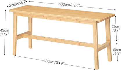 HOOBRO 39.3'' Bamboo Dining Bench, Farmhouse Table Bench, Kitchen & Living Room Furniture, Easy to Assemble, Sturdy and Stable, Natural YL03CD01G2