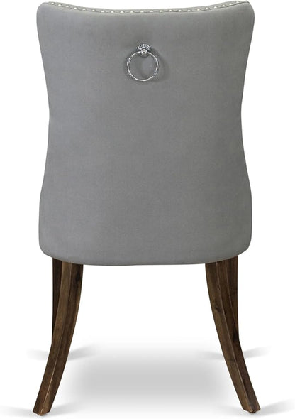 East West Furniture ANDA3-AWA-27 3 Piece Dining Room Table Set Consists of a Round Kitchen Table with Pedestal and 2 Polyester Fabric Parson Chairs, 36x36 Inch, Antique Walnut