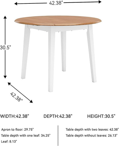 Signature Design by Ashley Gesthaven Farmhouse Dining Drop Leaf Table with 4 Legs, Light Brown & White