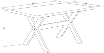 East West Furniture X626DR124-6 6 Piece Dining Table Set Contains a Rectangle Kitchen Table with X-Legs and 4 Black Color Linen Fabric Parson Chairs with a Bench, 36x60 Inch, Multi-Color