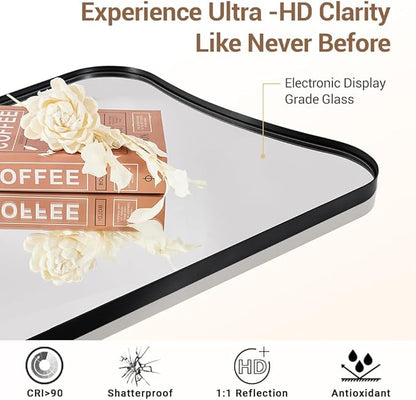 ANDY STAR Matte Black Mirror, 24x40 Inch Bathroom Vanity Mirror, Asymmetrical Mirror in Premium Stainless Steel Frame, Deep 1’’, Butterfly Shaped Decorative for Bathroom, Powder Room, Entryway