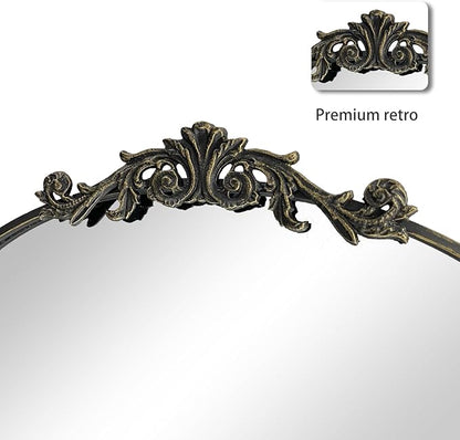 WAMIRRO Ornate Black Mirror,Vintage Arched Baroque Antique Mirorrs for Living Room Hallway Fireplace Bathroom Entryway 36"X30"
