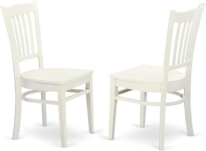 East West Furniture LGGR7-LWH-W 7 Piece Dining Table Set Consist of a Rectangle Dining Room Table with Butterfly Leaf and 6 Wood Seat Chairs, 42x84 Inch, Linen White