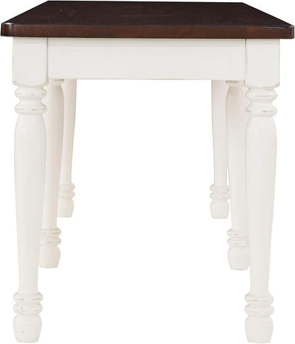 Crosley Furniture Shelby 6-Piece Traditional Dining Table Set for 7 with 4 Chairs and a Wood Bench, Distressed White