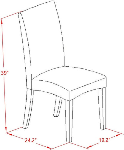 East West Furniture ANDR5-CAP-03 5 Piece Kitchen Table & Chairs Set Includes a Round Dining Room Table with Pedestal and 4 Brown Linen Fabric Parson Dining Chairs, 36x36 Inch, Cappuccino