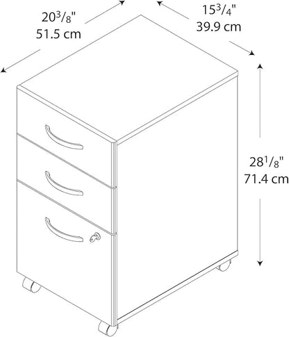 Bush Business Furniture Series C 3 Drawer Mobile File Cabinet in Natural Cherry, Assembled Office Storage Unit for Home or Commercial Spaces