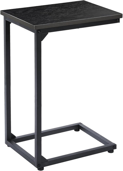 AMHANCIBLE C Shaped End Table, Couch Tables That Slide Under, TV Tray Snack Table for Sofa, Small Side Table for Couch, Small Space, Living Room, Black HET02CBK-1