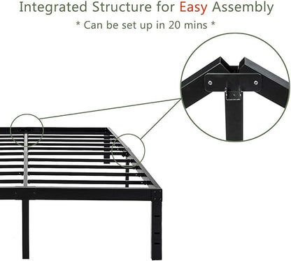45MinST 18 Inch Platform Bed Frame/Easy Assembly Mattress Foundation / 3000lbs Heavy Duty Steel Slat/Noise Free/No Box Spring Needed, Twin