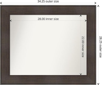 Amanti Art Bronze Bathroom Mirror for Over Sink, 26x32 William Mottled Bronze Narrow Rectangle Vanity Mirror, Large Casual Frame, Hangs Horizonally and Vertically, Bathroom Wall Decor, Non-Beveled