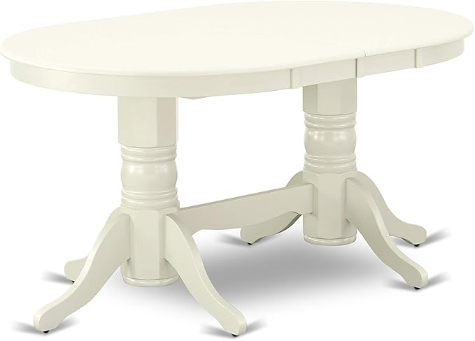 East West Furniture VAAB9-LWH-02 9 Piece Dining Room Set Includes an Oval Wooden Table with Butterfly Leaf and 8 Light Beige Linen Fabric Parson Dining Chairs, 40x76 Inch, Linen White