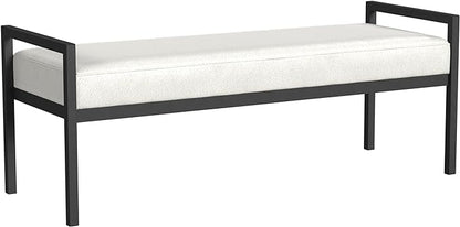 HomePop Modern Metal Bench|Bench for Living Room & Bedroom | Decorative Home Furniture - Cream Boucle
