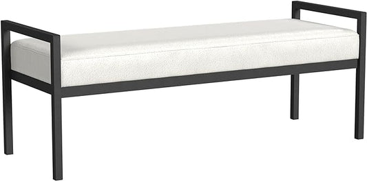 HomePop Modern Metal Bench|Bench for Living Room & Bedroom | Decorative Home Furniture - Cream Boucle
