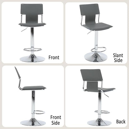 Sidanli Grey Bar Height Chairs, Swivel Barstools with High Backrest, Bar Stools Set of 2 for Kitchen Counter, Coffee Bar, Breakfast Countertop