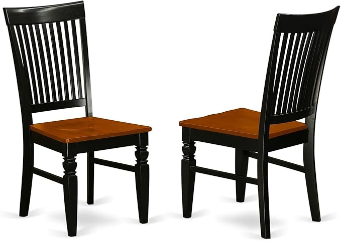 East West Furniture DLWE5-BCH-W 5 Piece Kitchen Table & Chairs Set Includes a Round Dining Room Table with Dropleaf and 4 Solid Wood Seat Chairs, 42x42 Inch, Black & Cherry