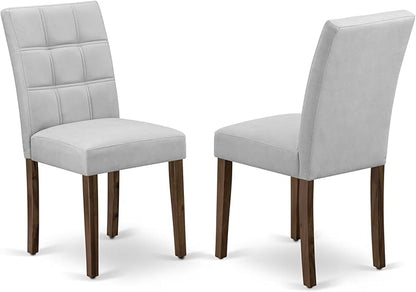 East West Furniture ANAS3-AWA-27 3 Piece Modern Dining Set consists A Dinning Table and 2 Light Gray Polyester Fabric Dinner Chairs, Antique Walnut