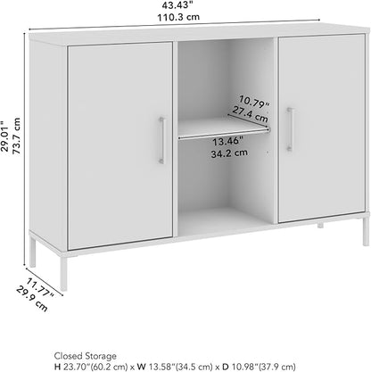 Bush Furniture Essence Accent Cabinet with Doors in White | Organizers and Shelves for Home Office Workspace, Living Room, Entryway, Bedroom, and Mudroom