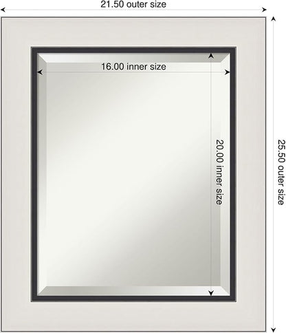Amanti Art Silver Bathroom Mirror for Over Sink, 26x22 Ellie Silver Black Rectangle Vanity Mirror, Small Modern Contemporary Frame, Hangs Horizonally and Vertically, Bathroom Wall Decor, Beveled Edge