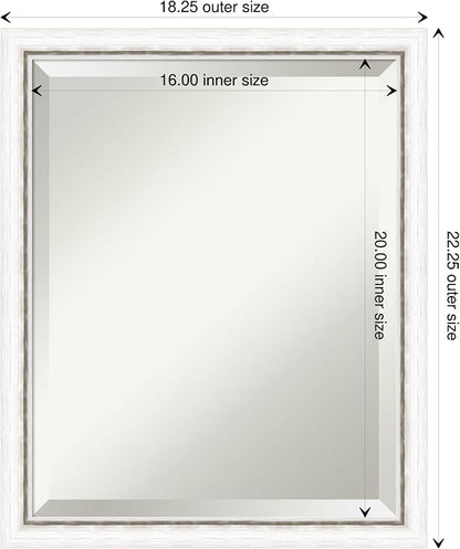 Amanti Art White Bathroom Mirror for Over Sink, 22x18 Morgan White Silver Rectangle Vanity Mirror, Small Modern Contemporary Wood Frame, Hangs Horizonally and Vertically, Bathroom Wall Decor, Beveled