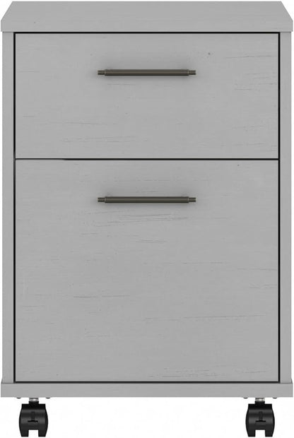 Bush Furniture Key West 2 Drawer Rolling File Cabinet in Cape Cod Gray Mobile Organization for Home Office Small Under Desk Storage on Wheels