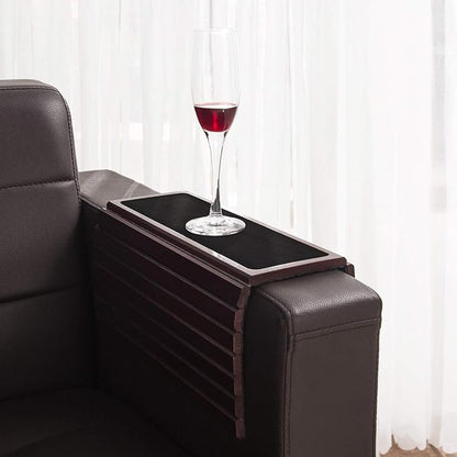 GEHE Bamboo Sofa Arm Tray Table for Couch Flexible/Foldable Sofa Tray Couch arm Table Perfect for Drinks Snacks Remote Control or Phone Great arm Tray for Couch armrest