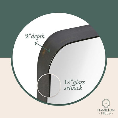 Hamilton Hills 22x30 inch Metal Bronze Frame Mirror for Bathroom | Brushed Rectangular Rounded Corner Vanity | 2" Deep Set Design Large Wall Mirrors Decorative | Hangs Horizontal and Vertical
