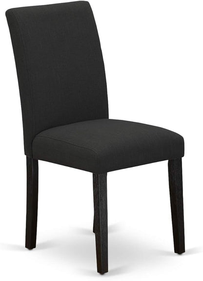 East West Furniture X627AB624-5 5 Piece Dining Room Furniture Set Includes a Rectangle Dining Table with X-Legs and 4 Black Color Linen Fabric Upholstered Chairs, 40x72 Inch, Multi-Color