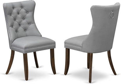 LEDA5-AWA-27-5 Pieces Modern Dining Set Includes a Rectangle Kitchen Table and 4 Light Gray Polyester Fabric Dining Chairs, Antique Walnut