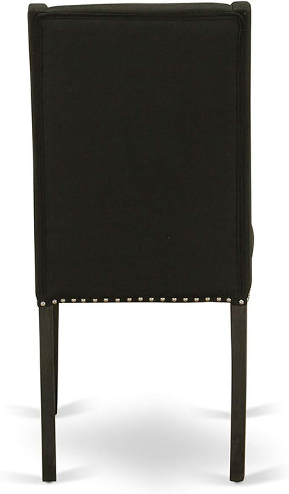 East West Furniture X697FL624-5 5 Piece Kitchen Table & Chairs Set Includes a Rectangle Dining Table with X-Legs and 4 Black Linen Fabric Parson Dining Chairs, 40x72 Inch, Multi-Color