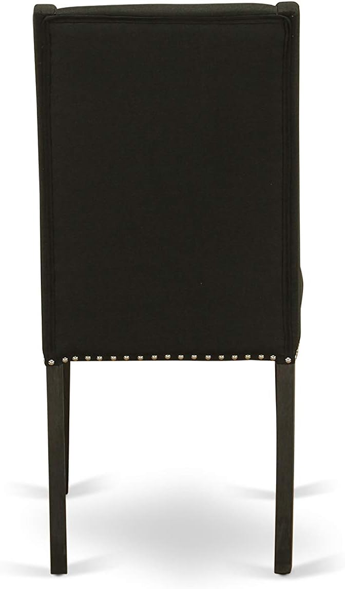East West Furniture X697FL624-7 7 Piece Dining Room Furniture Set Consist of a Rectangle Dining Table with X-Legs and 6 Black Linen Fabric Parsons Chairs, 40x72 Inch, Multi-Color
