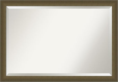 Amanti Art Bronze Bathroom Mirror for Over Sink, 28x40 Blaine Light Bronze Narrow Rectangle Vanity Mirror, Large Modern Contemporary Frame, Hangs Horizonally and Vertically, Bathroom Wall Decor