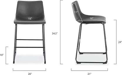 EdgeMod Brinley Counter Stool in Grey (Set of 3)