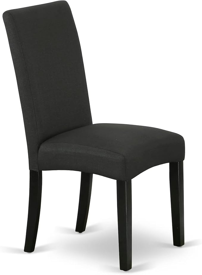 East West Furniture V627DR124-5 5 Piece Dining Room Table Set Includes a Rectangle Kitchen Table with V-Legs and 4 Black Color Linen Fabric Parson Dining Chairs, 40x72 Inch, Multi-Color