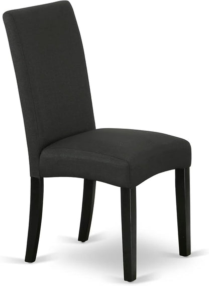 East West Furniture V627DR124-5 5 Piece Dining Room Table Set Includes a Rectangle Kitchen Table with V-Legs and 4 Black Color Linen Fabric Parson Dining Chairs, 40x72 Inch, Multi-Color