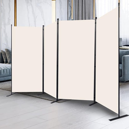 Room Divider, 4 Panel Folding Privacy Screens with Wider Support Feet, 6 Ft Portable Room Partition for Room Separator, 136" W X 71" H, Beige