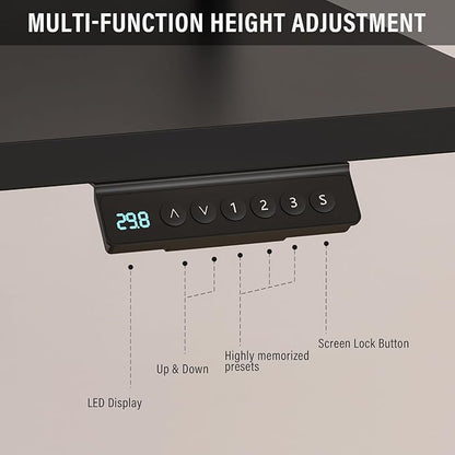 55x30 Inch Electric Standing Desk with Drawers & Widen Desktop, Thickened Desk Frame, Adjustable Height Sit Stand Up Table, Home Office Computer Desk with Cable Management, Classical Black